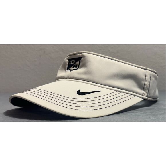 Nike Golf Visor Adult White Black Nike Swoosh Hook and Loop Adjustable - Picture 1 of 8